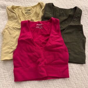 Garage Women's Crop Tops - Fuchsia, Light Yellow, Dark Green